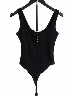 H&M Black Ribbed Henley Tank